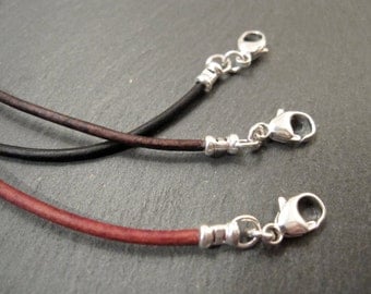 Premium Leather Cord Necklace Rustic Red, Brown Cocoa, Charcoal Black 16" 18" 20" Handmade Artisan Jewelry