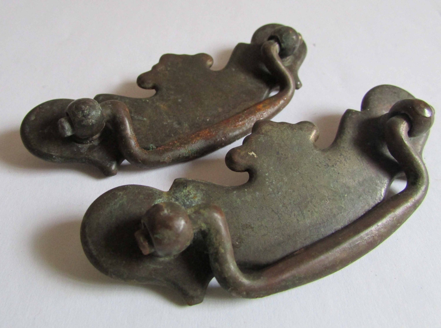 Set of 2 Metal Drawer Pulls Handles Furniture Recycle Repurpose Repair