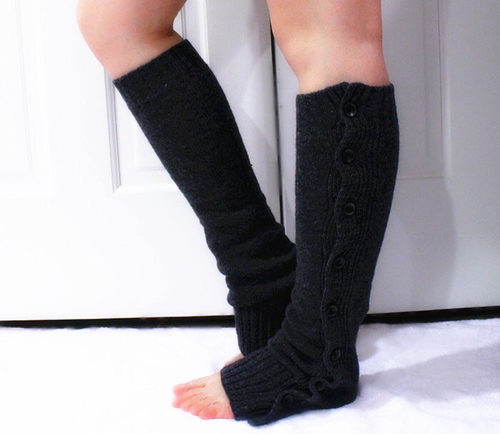 Black Chunky Knitted Leg Warmers Leg Warmers by Dailyaccessoriez
