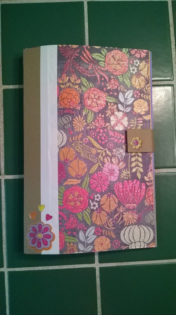 Sparkly Colorful Floral Journal Diary by LoveCraftedDesigns