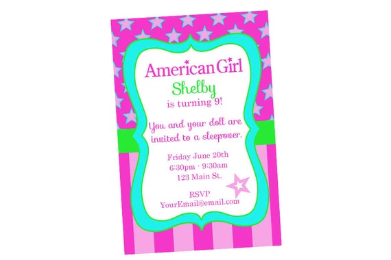 Items similar to American Girl Doll Birthday Invitation Printable on Etsy