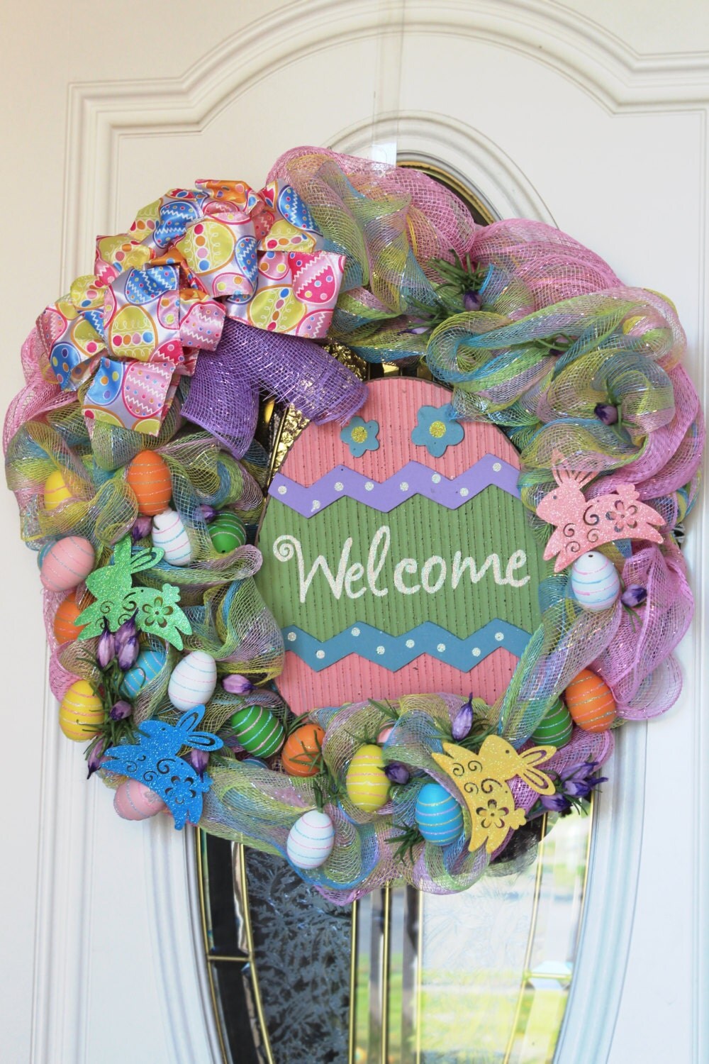 SALE Pastel Easter Egg Wreath with a by BackRoadsFaith