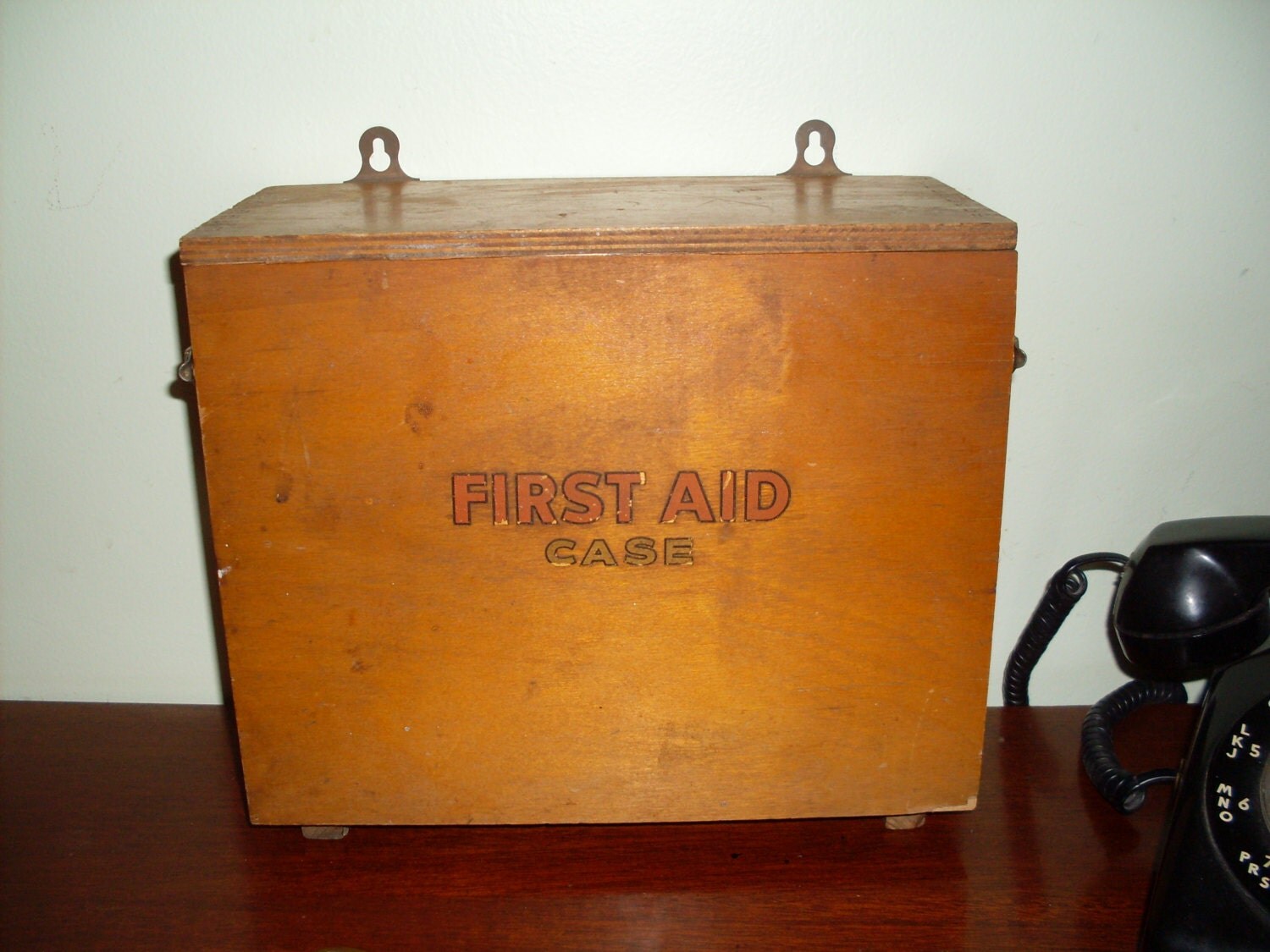 Vintage Wooden First Aid Kit Wall Hanging From by CONNECTICUTFINDS