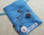 Girls Anchor button handmade fabric button necklace and ring set. This all comes in a max,ollie and me gift jewellery bag