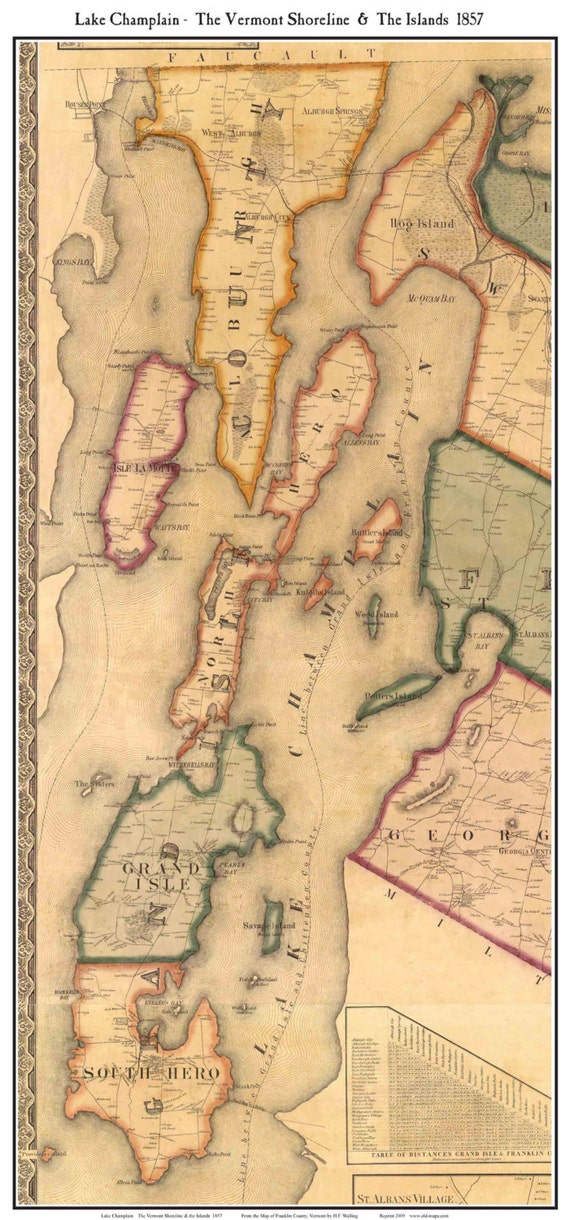 Lake Champlain The Islands 1857 Map Of Towns By Walling   Il 570xN.587479479 Sywg 