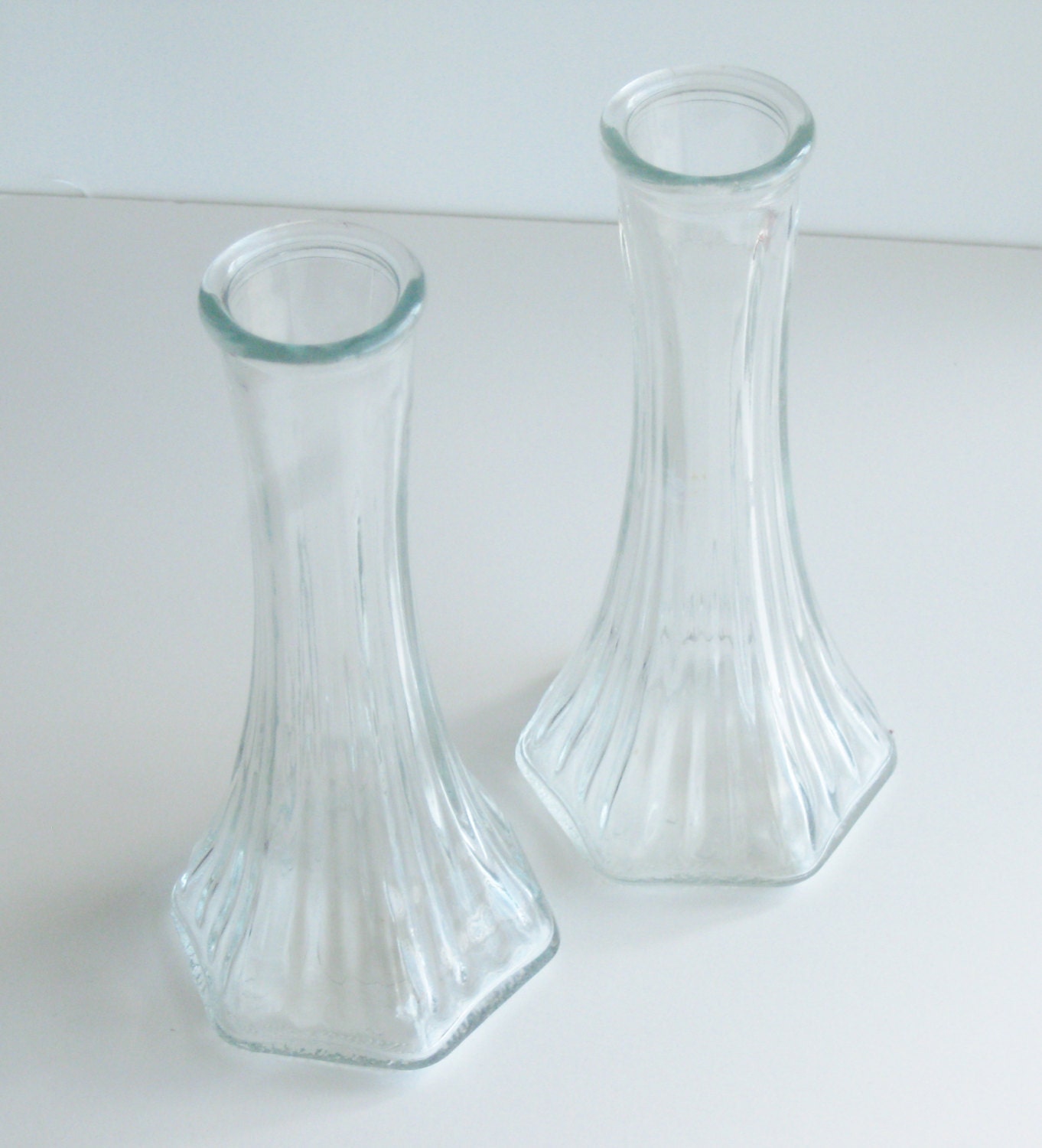 Brody Clear Glass Vintage 6 Bud Vases 2 by mainevintagetreasure