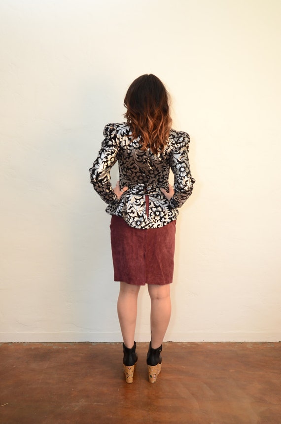 Vintage Suede High Waisted Skirt Maroon Size 8