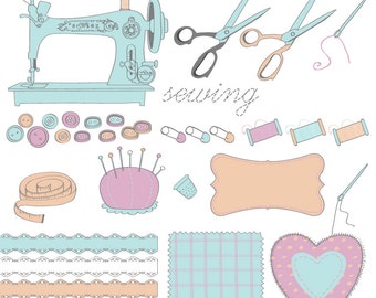 Sewing Clipart - EPS and 300 dpi PNG files
