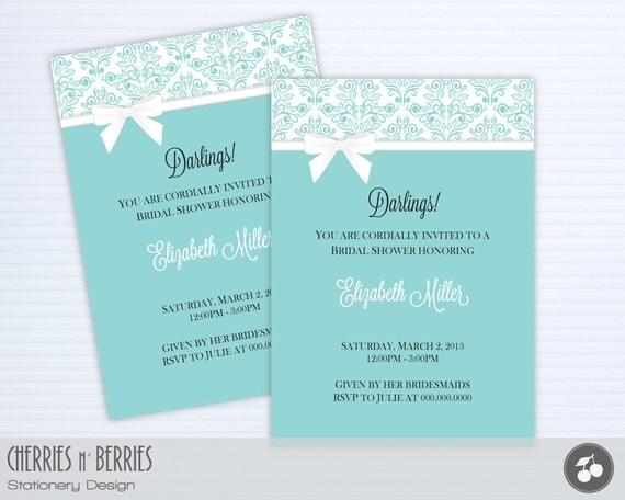 Tiffany's Inspired Bridal Shower - Printable Invitation Il_570xn