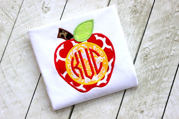 Items similar to girls apple shirt monogrammed apple shirt for toddler ...