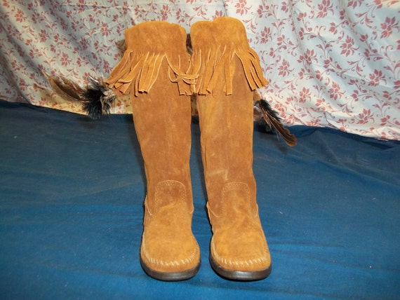 Real leather Moccasins knee high swede reenactor pow wow