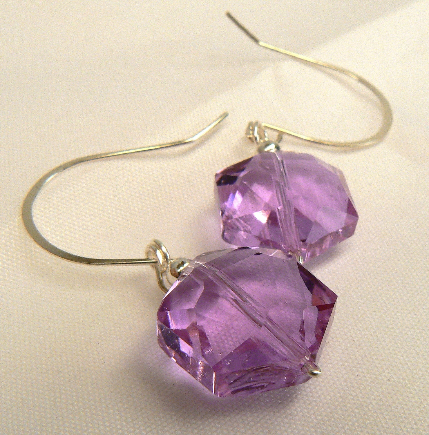 Lavender Crystal Earrings Light Purple Dangles by StudioMJewelry