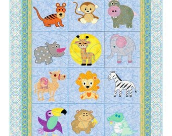 Baby Quilt Pattern Animals - Safari Pets 12 animals from the forrest and dessert