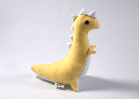 Items similar to Dinosaur Plush, Yellow and White T-Rex Plush, Stuffed ...