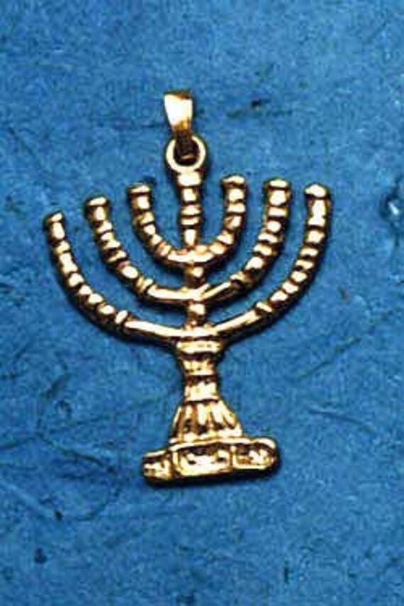 Gold Menorah Pendant. Handmade Vintage Menorah. by JudaicaBySarah