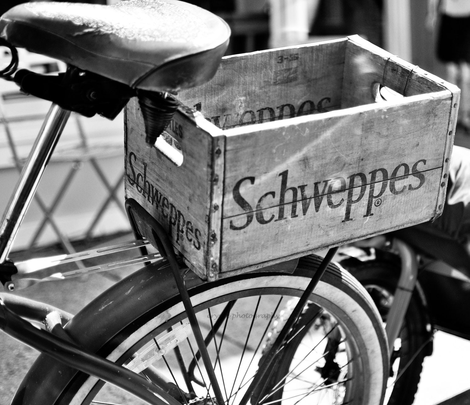 black and white bicycle schweppes box vintage photography black and white bicycle schweppes box vintage photography