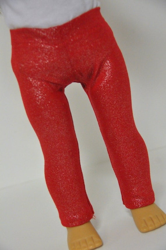 American Girl Doll Clothes Red Glittery Leggings 18 inch