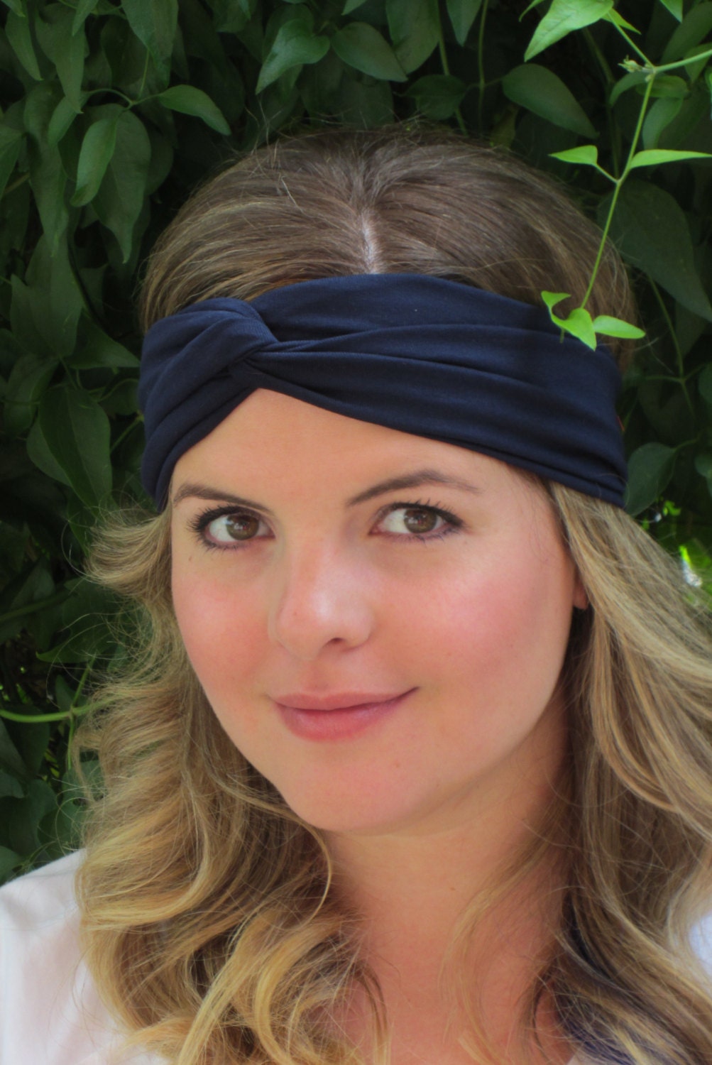 Navy Blue Headband Jersey Turband Headband Soft Stretch