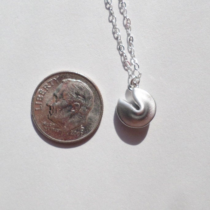 Silver Fortune Cookie Necklace Silver Good by WanderingDandelion