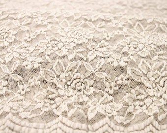 Natural Scalloped Lace Fabric by the Yard Wedding Bridal Craft Lace Material Natural Lace Fabrics - 1 Yard Style 312