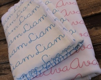 Personalized Custom Swaddle Blanket on Organic Cotton Knit