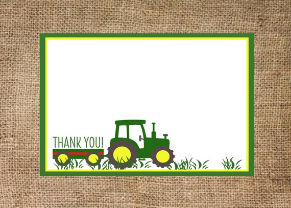 TRACTOR BIRTHDAY Thank you cards Instant by KMCustomCreations