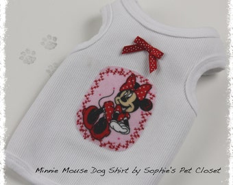 Minnie Mouse Dog Shirt - XS, S, M..... Disney Pet Shirt, Pet Clothing, Disney Pet Clothes, Dog Apparel, Minnie Outfit, Dog Birthday Party