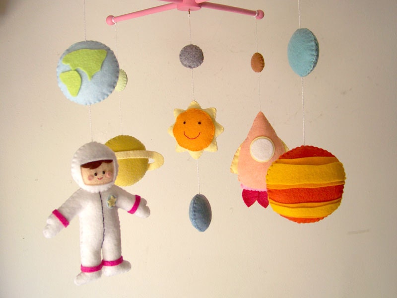Baby crib mobile astronaut mobile space mobile by feltnjoy on etsy