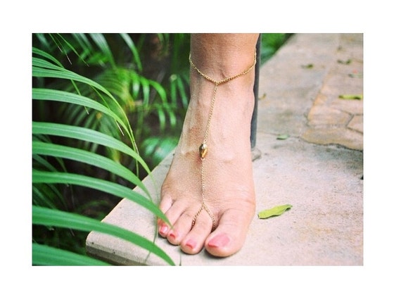 Barefoot Sandal Foot Slave Accessory Ankle Ring - Tear Drop - Dew Drop ...