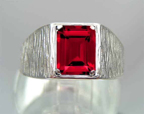 Ruby Mens Ring for Men Ruby Ring | Gifts for Men Jewelry for Men | 4ct ...
