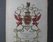 Jacosb English Peerage Rare Coat Of Arms CARTERET Earl Of Granville 1700'S COA