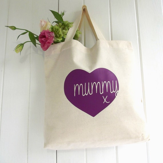 Personalised cotton mini tote bag Valentine's gift bag flower girl ...