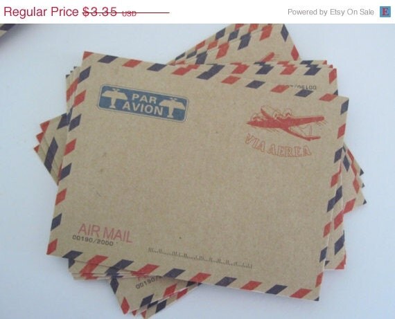 ON SALE - Set of 10 Vintage Mini Airmail Envelopes Par Avion Via Aerea Il_570xn