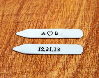 Anniversary Gifts for Men / Personalized Collar Stays / Custom Collar Stays / Wedding Collar Stays / Men's Wedding Gift