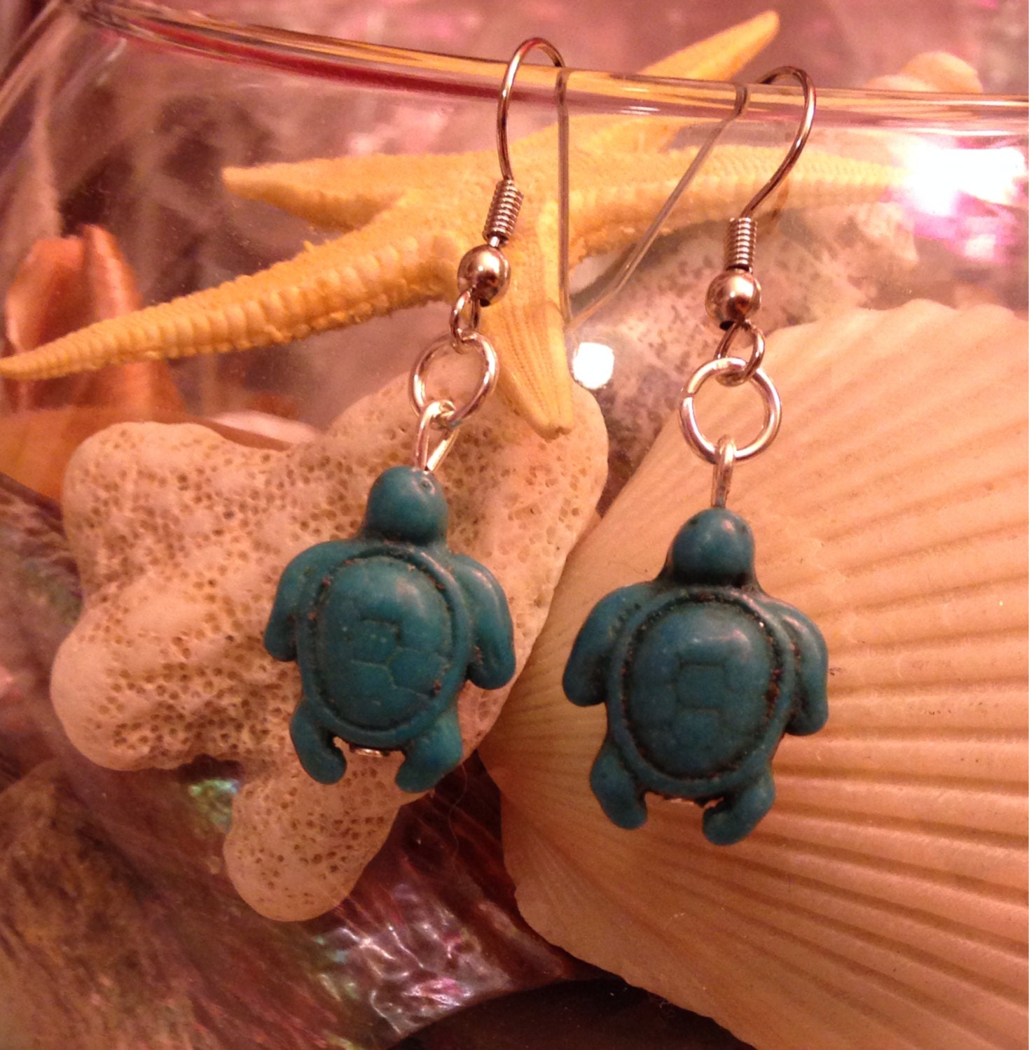 sea turtle earrings by OurColorfulEarth on Etsy