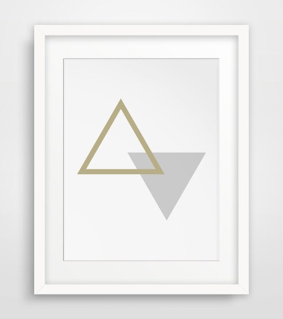 Gold Geometric Wall Art Gold Triangle Decor Geometric Wall