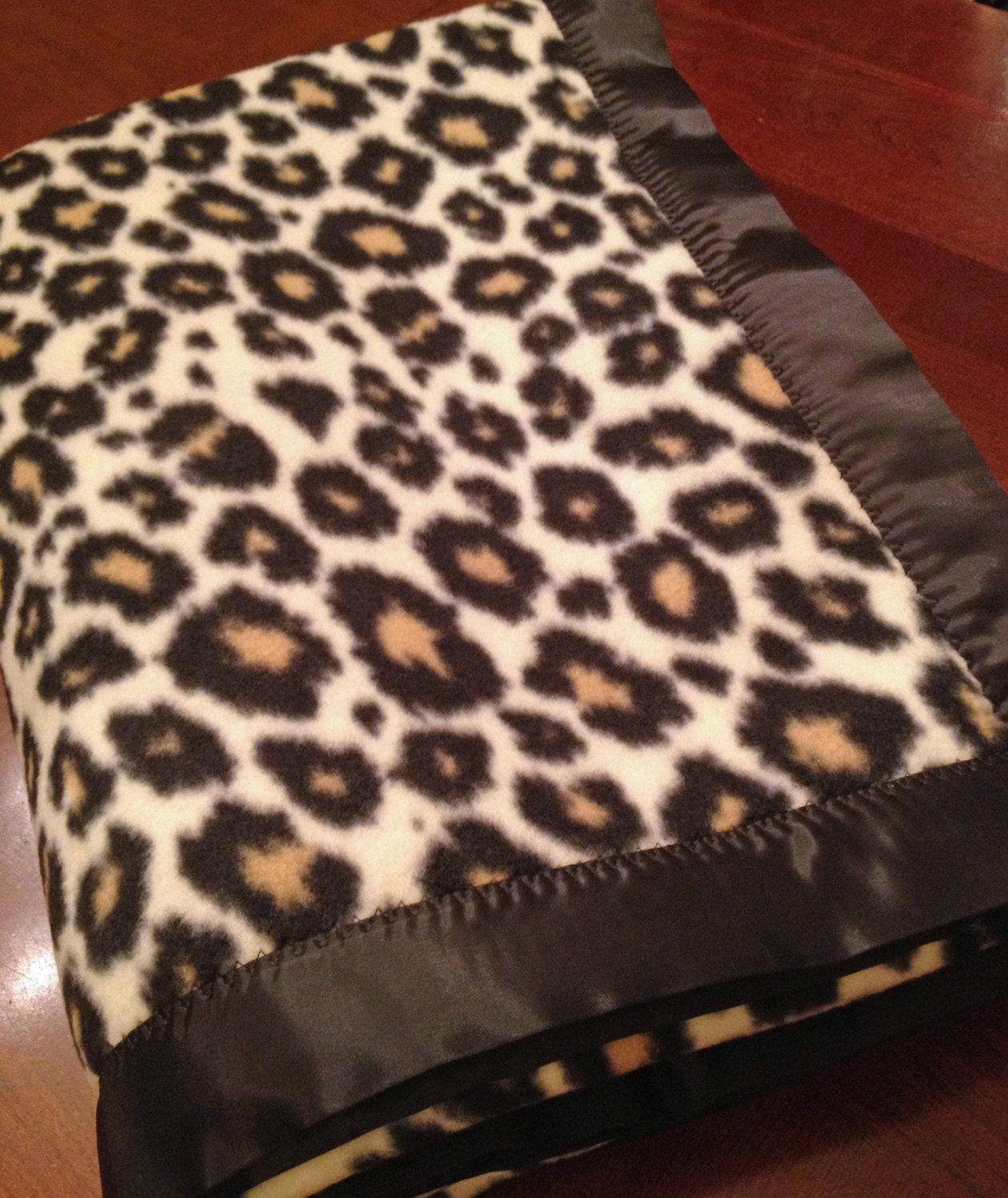 LEOPARD PRINT Decorative Blanket / Throw with Satin Binding