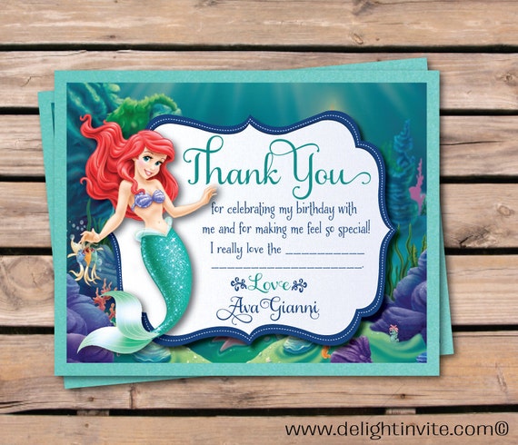 little-mermaid-thank-you-card-by-delightinvite-on-etsy