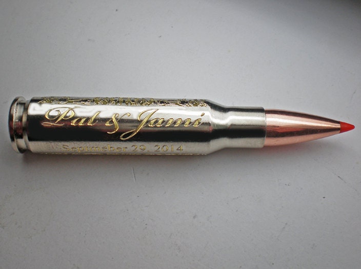 308 Nickel Keepsake Bullet Engraved Floral Motif Personalized