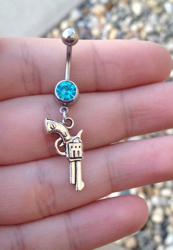 Pistol Belly Ring Gun Belly Ring Country Girl Silver Gun