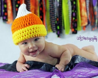 Baby Girl Hat Halloween costume candy corn hat crochet photo prop