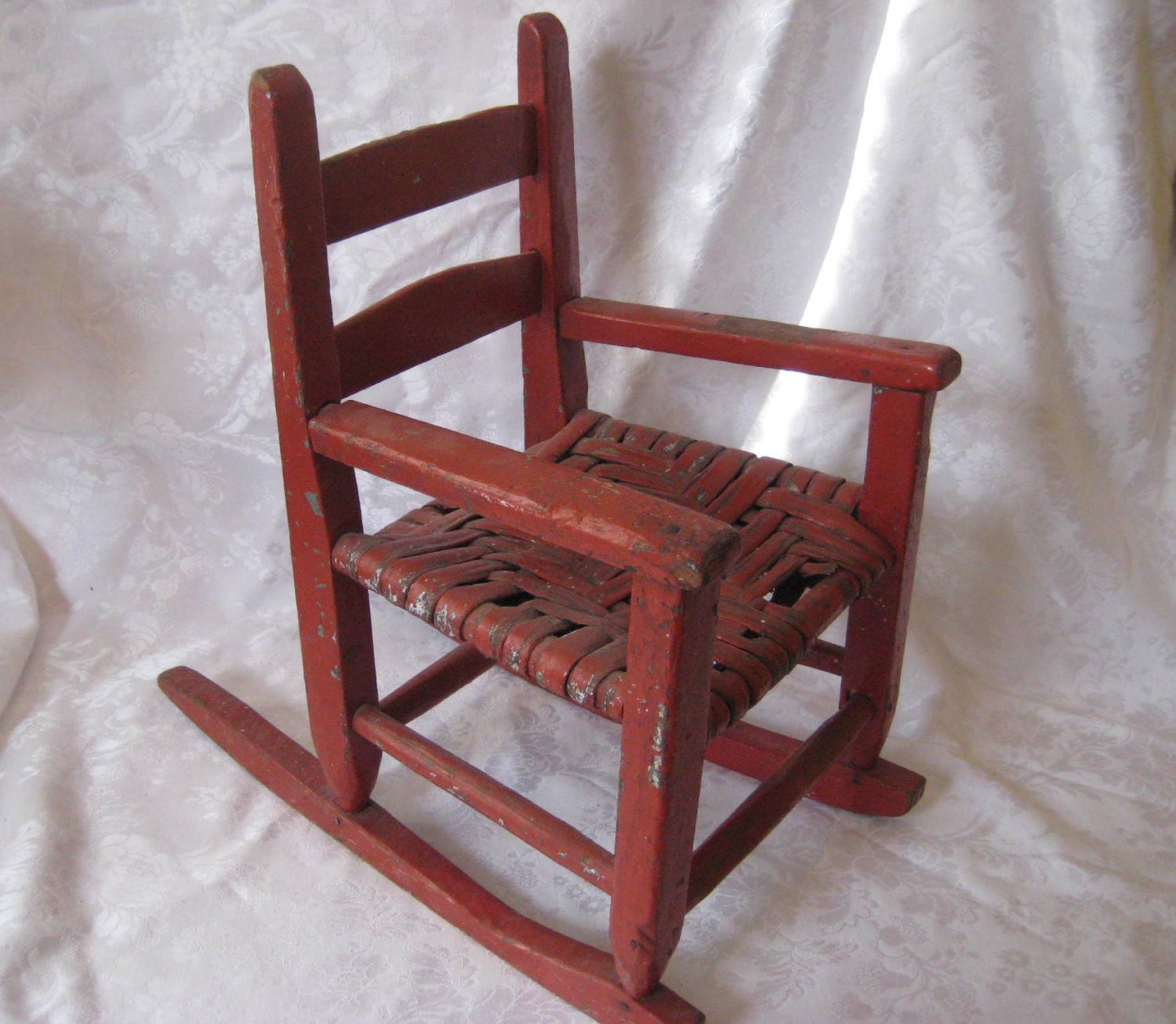 Antique red rocking chair child's rocker by CathysShabbyFarm