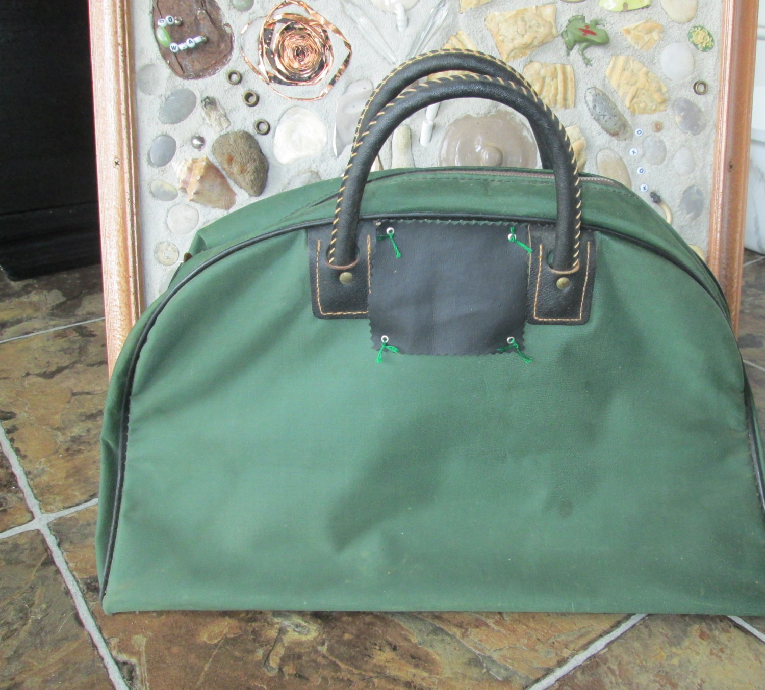 Vintage Retro Green Gym Bag from 1960's