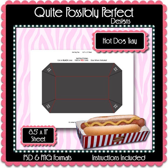 Hot Dog Tray Template Instant Download PSD and PNG Formats