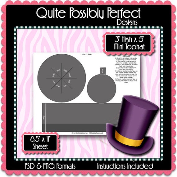 Mini Tophat Template Instant Download PSD and PNG Formats