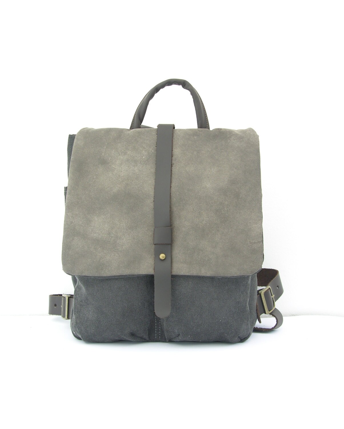 Gray Canvas Backpack Lined Bag Charcoal Bags Compartment