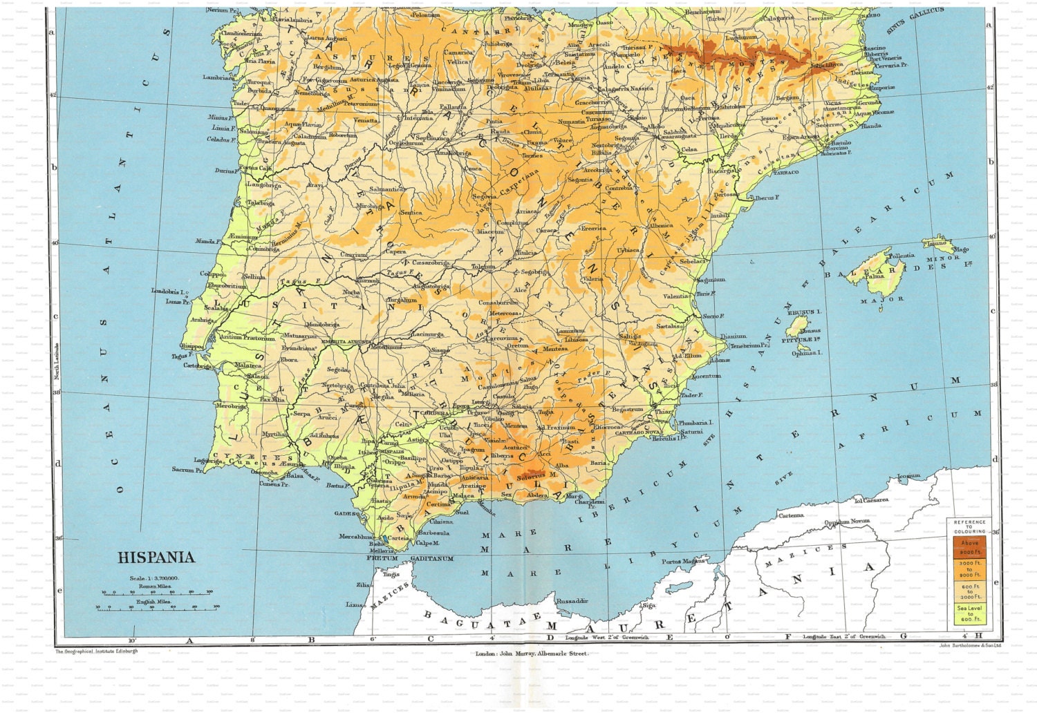 Murray's Classical Atlas. Map of Hispania. Spain. Iberian