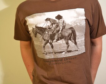 designated driver t shirt dog on horse