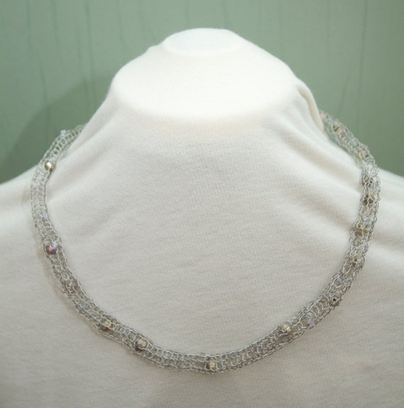 Knitted wire necklace, tibetan necklace