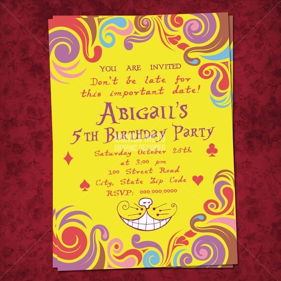 Custom Printable Alice in Wonderland Invitation / Mad Hatter Tea Party/ Girls Invitation Il_570xn